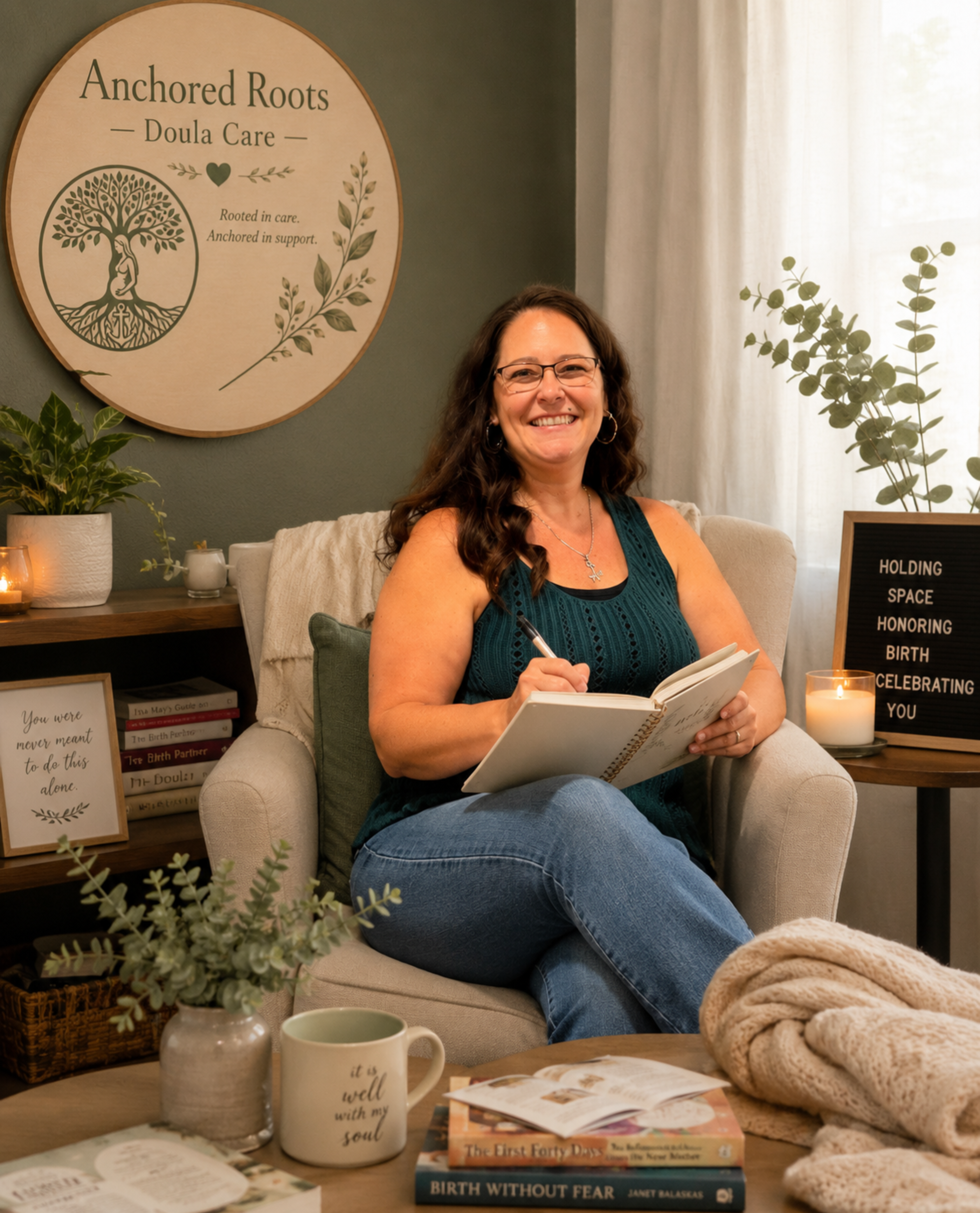 Carrie, founder and birth doula at Anchored Roots Doula Care
